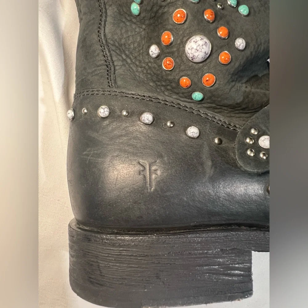 Frye Veronica Studded Stone Motorcycle Boots | 6 - Picture 14 of 14